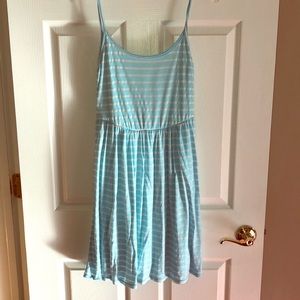 Blue and white striped sun dress
